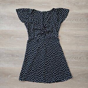 Levi's Skylar Flutter Sleeve Dress Princess Neckline Tie Detail Black Size Small